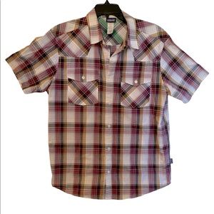 Patagonia Men’s Organic Cotton Plaid button down shirt (Size: Large)